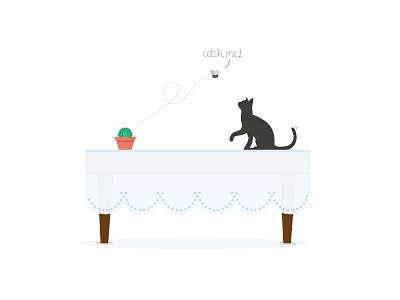 Catch me! cat flat illustration vector