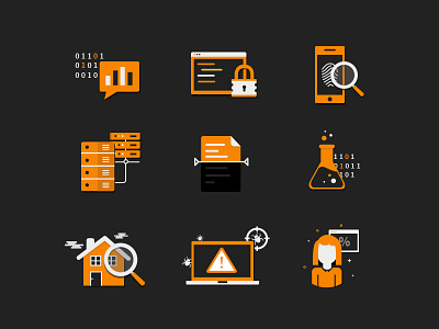 Technology Icons analytics attack code forensic hack iconset it scan server technology icon flat illustrator