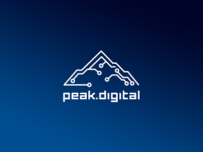 peak.digital logo circuit flat illustrator logo minimalist mountain peak simple typography