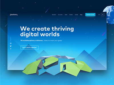 Blueberry.io Homepage agency app branding design development digital homepage planets space ui ux worlds