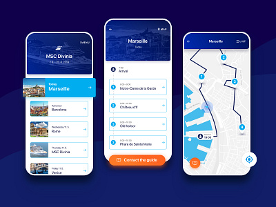 Tour Guide App app boat boats cities city guide cruise design guide ios map tours traveling ui ux