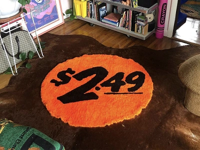 $2.49 Rug bodega home goods nostalgia price tag rug sticker