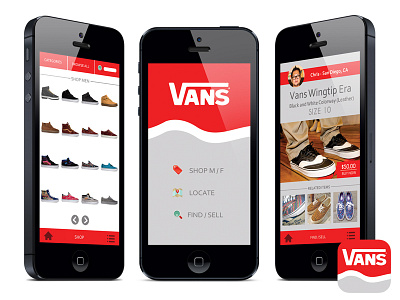 Vans app app app design clean design graphic design illustrator iphone red vans