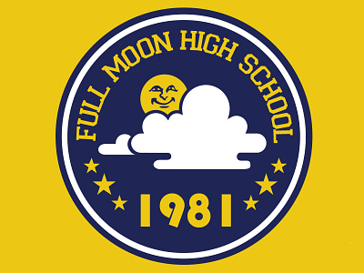 Full Moon High Badge 1980 80s badge design illustrator logo logo design movies retro