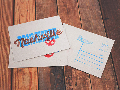 Nashville Postcards design handmade music city nashville postcard print tennessee typography woodblack