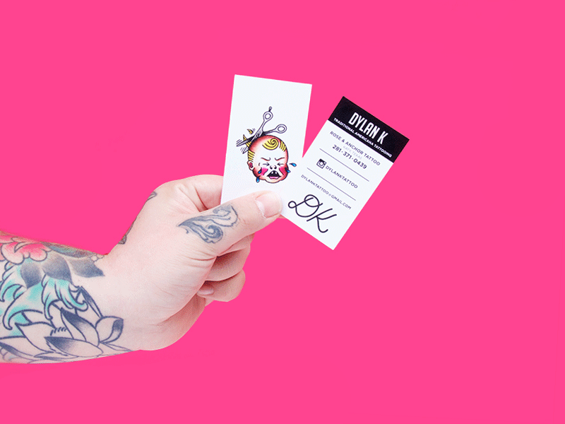 Tattoo Business Card business card design jesus pink tats tattoo watercolor