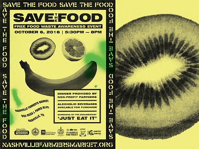 Save the Food abstract banana design flyer food fruit punk smiley face spray paint texture typography