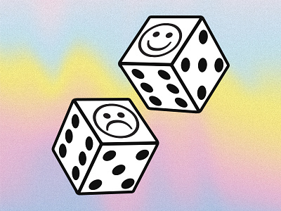 such luck colorful dice emotion gradient grain happy sad smiley face