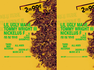 LIL UGLY MANE 666 blunts music poster rap show flier typography weed