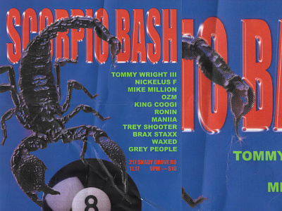 Scorpio Bash Poster 8 ball hip hop poster design rap scorpion texture typography