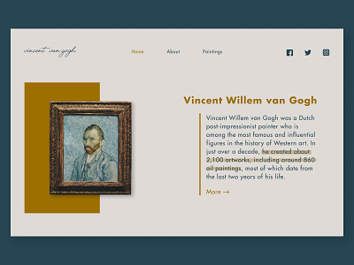 Van Gogh Home Page design figma mockup ui van gogh web website