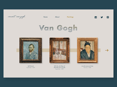 Van Gogh Paintings Collection Page design figma mockup ui van gogh web website