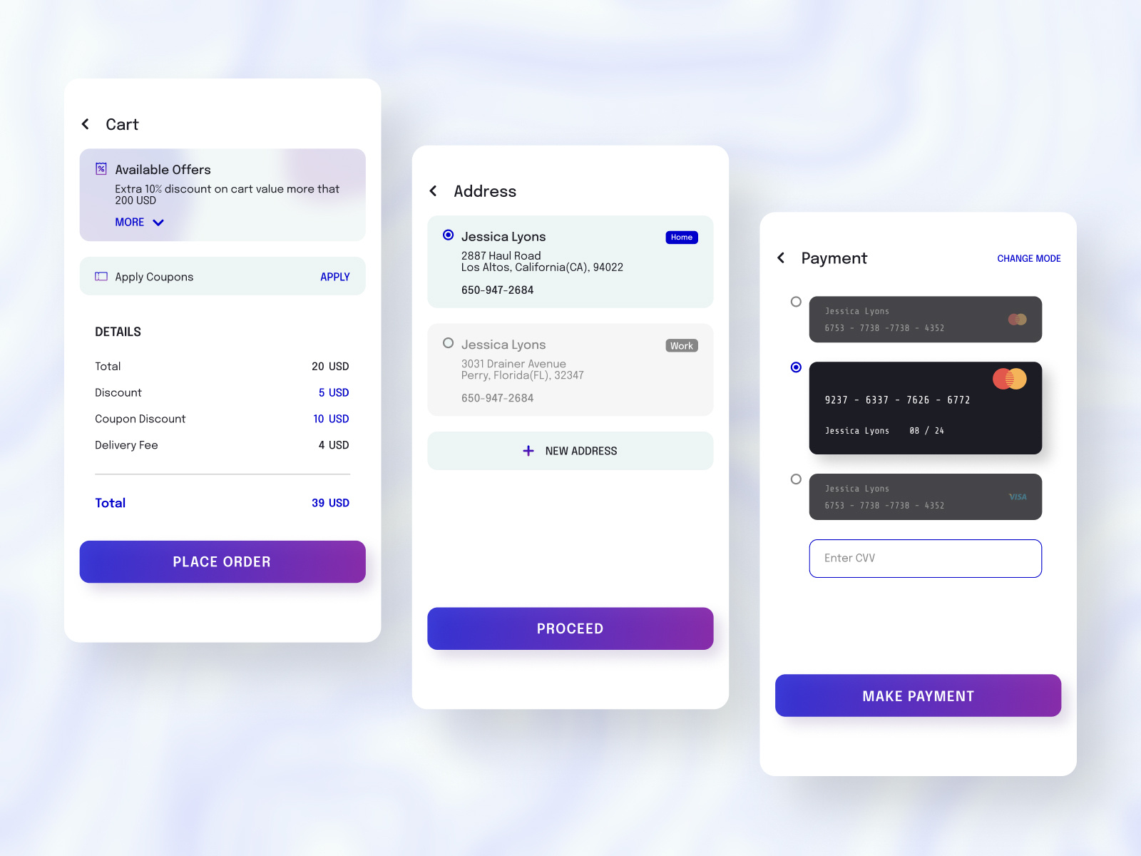 Credit card checkout : Daily UI by Somya on Dribbble