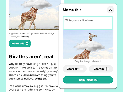 010 - Social share daily ui dailyui giraffes meme share turquoise