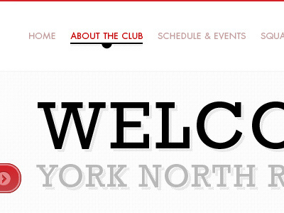 YNRC Website Navigation black menu navigation red texture typography white