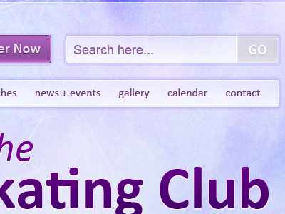 Skating Club Website button heading navigation purple search