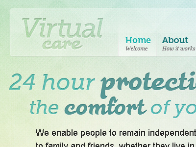 Virtual Care V2 feature logo soft texture typography website
