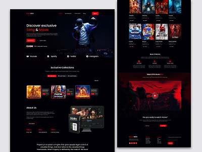 Movie And Song Landing Page Design UI Template