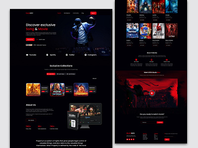 Movie And Song Landing Page Design UI Template