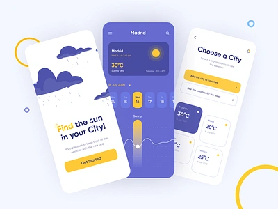 Weather App app app design clean color day design illustration minimal mobile mood sunny ui ux