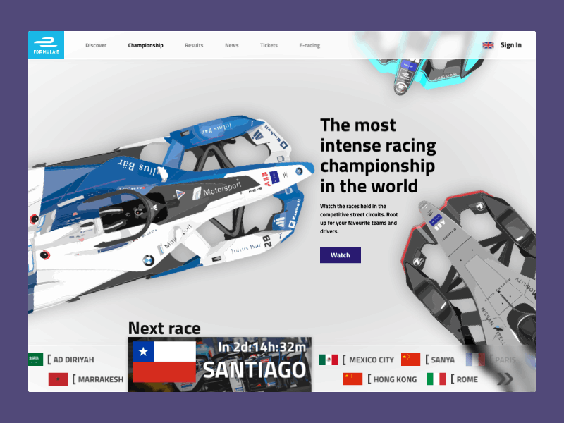 Formula E Website Scrolling Animation