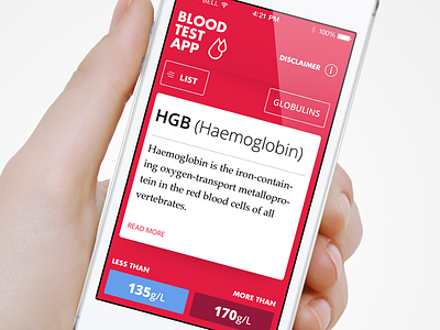 Blood Test App app blood ios7 iphone red ui