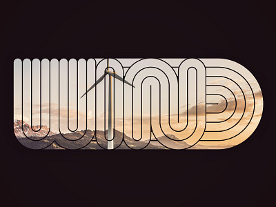 Wind curvy flat illustration line type typography