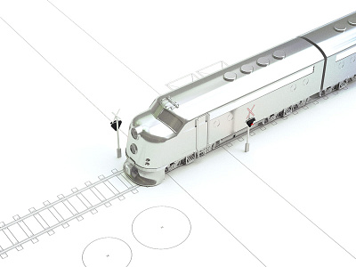 Crossing Blueprint 3d b3d blender cycles locomotive train