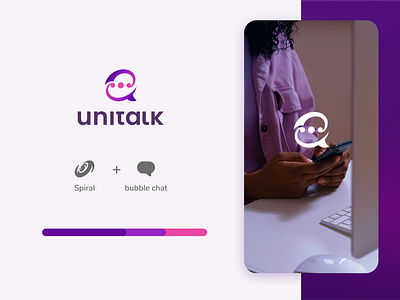 Unitalk - Idea app application branding and identity chat connect connected connecting galaxy logo logo concept minimalist modernism social media space spiral talk