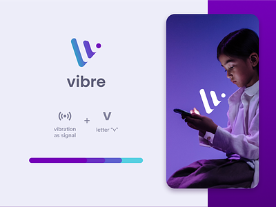 Vibre - Logo concept apps logo branding and identity chat chatting letter v lettermark logo logo concept minimalist modern modernism purple simple social media talk v vibration wave