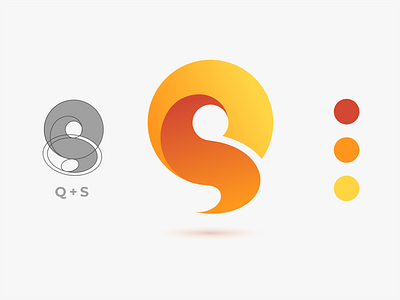 monogram Q + S application color palette gradient color logo concept logomark logoprocess modern modernism monochrome monogram orange startup technology