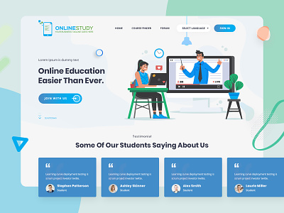 Online Learning Courses Landing Page design homepage homeschool illustration landing learnfromhome onlineeducation onlinestudy
