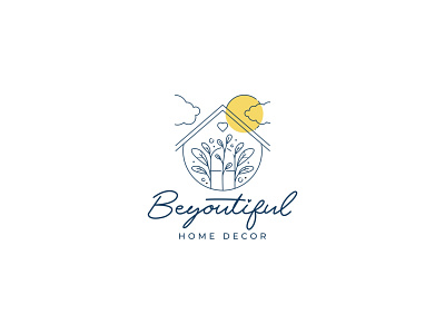 beYoutiful Home Decor Logo Design beyoutiful home decor home logo line art logo logo logo designs logo inspirations minimalist designs