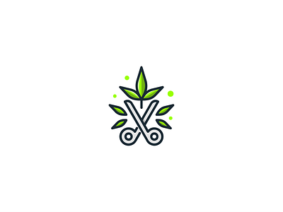 Trimming Leaves cannabis eco farm farming flower green hemp icon icons leaf leaves logo logos scissor trimmed trimming
