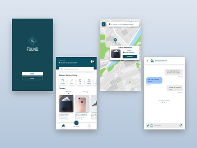 Lost & Found Mobile App android app blue chat design lost and found mobile app ui