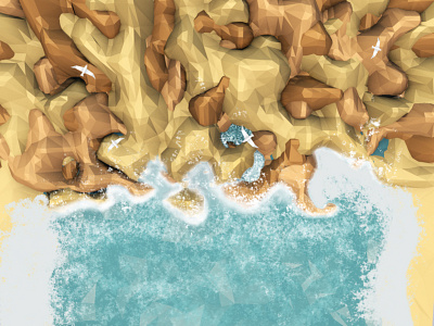Lowpoly/Пляж/Cinema4D/Море ВАМ app art branding design icon illustration illustrator ux атмосфера вода модная иллюстрация океан фотошоп