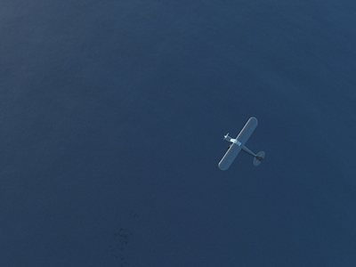 Самолет над водой - Cinema 4D Corona render