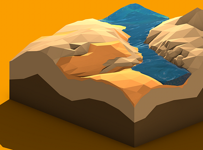 Low poly landscape app design illustration logo minimal ux