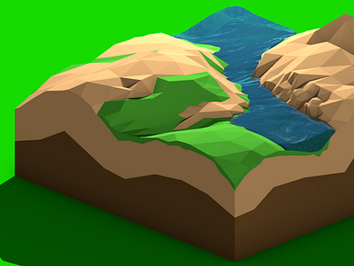 Low poly landscape green