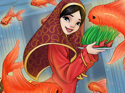 Norouz art bloom blossom digital digital art draw drawing goldfish goldfishes illustration norouz persian نوروز نوروز 98