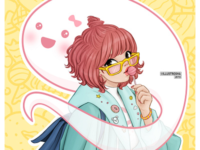 DTIYS Hello Monster 10kfebechallenge art cute digital digital art draw drawing drawthisinyourstyle dtiys girl illustration kawaii monster pink redraw