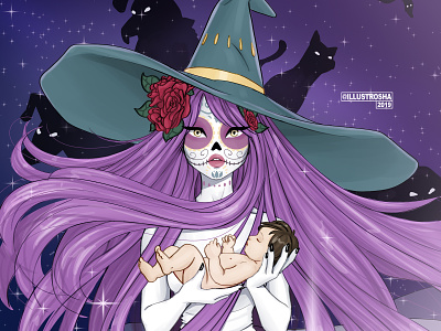 Mamammia art digital digital art draw drawing drawthisinyourstyle fear girl illustration lallorona magical mama mamammia purple redraw virginmary