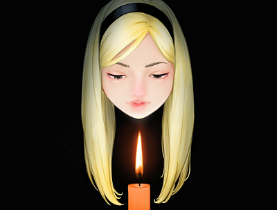 Rip 176 art candle digital digital art draw drawing flame girl illustration iran prayforiran sad