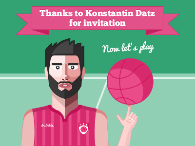 My Dribbble Debut ball banner basketball dribbble face flat hand player