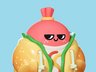 Hot dog 3d c4d character design illustration