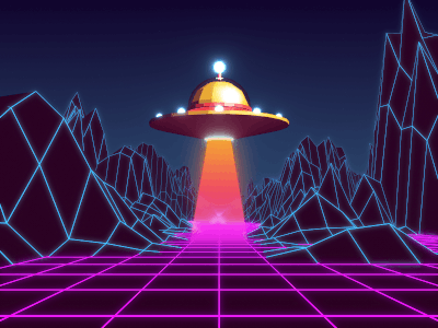 UFO 3d 80s animation c4d loop lowpoly