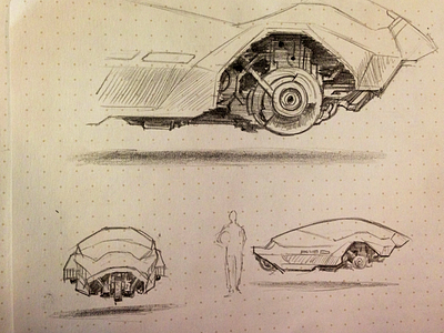 Hover Vehicle black and white concept drawing illustration pencil sci fi sketch vehicle