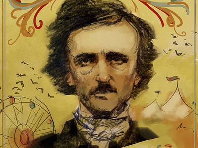 Poe book book cover drawing illustration painting pencil poe