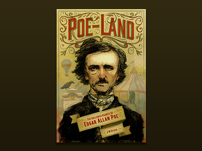 Poe-Land Cover book book cover drawing edgar allan poe illustration painting pencil poe type typography