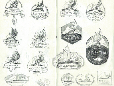 Schooner Adventure Logo Sketches
